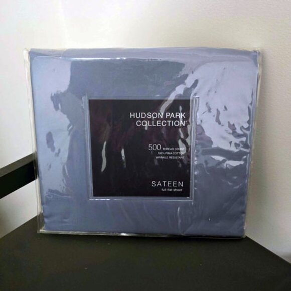 Hudson Park Bloomingdales 500 Count Thread Sateen Full Flat Sheet Slate Blue NIP - Picture 1 of 6